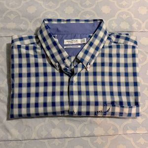 Nautica mens long sleeve button down 3xl blue/yellow
